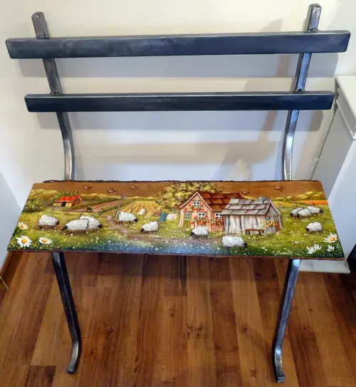 Banc fait en acier