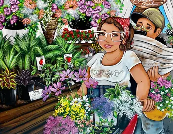 Un couple au centre jardin 22 x 28