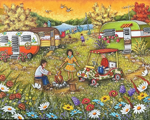 Le camping en folie 24×30 Le camping en folie 24x30
